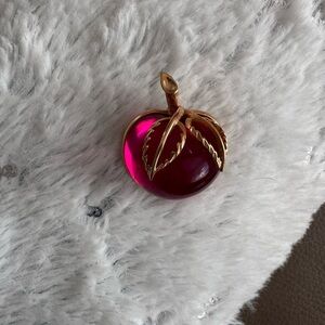 Sara Coventry Vibrant Pink and Gold Apple Brooch